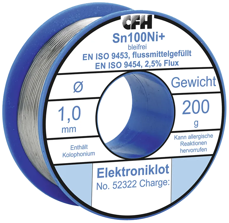 Loddetinn CFH EL322 Sn100Ni+ blyfri Ø1,0mm 200g