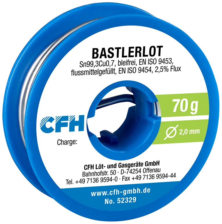 Loddetinn CFH BL329 Sn99,3Cu0,7 blyfri ø2,0mm 70g