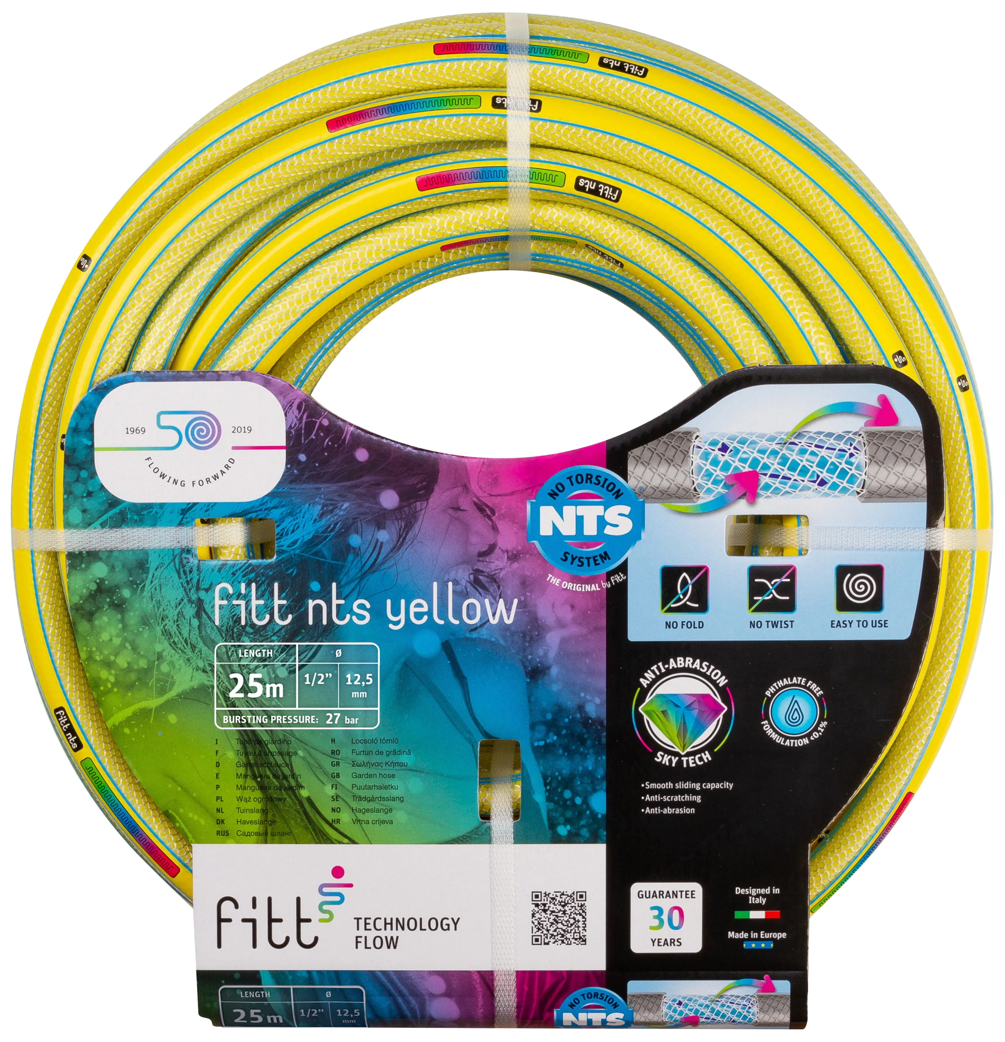 Fitt NTS Yellow vannslange 9bar 1/2"×25mtr