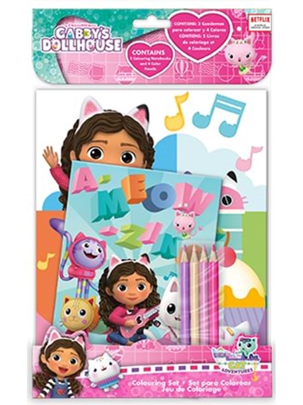 Euromic GABBY'S DOLLHOUSE Colouring set, Fargeleggingssett m/4 fargeblyanter