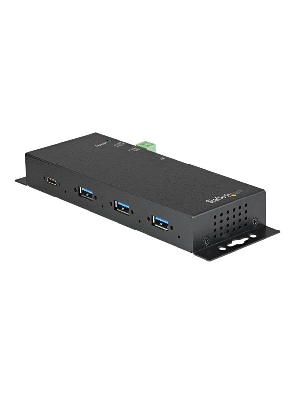 StarTech.com 4 Port USB C Hub 10Gbps - Metal Industrial USB 3.2/3.1 Gen 2 Type-C Hub - 3A/1C - USB-C or USB-A Host - Mountable - ESD/Surge (HB31C3A1CME) - hub - 4 ports USB-hub - 4 porter - Svart