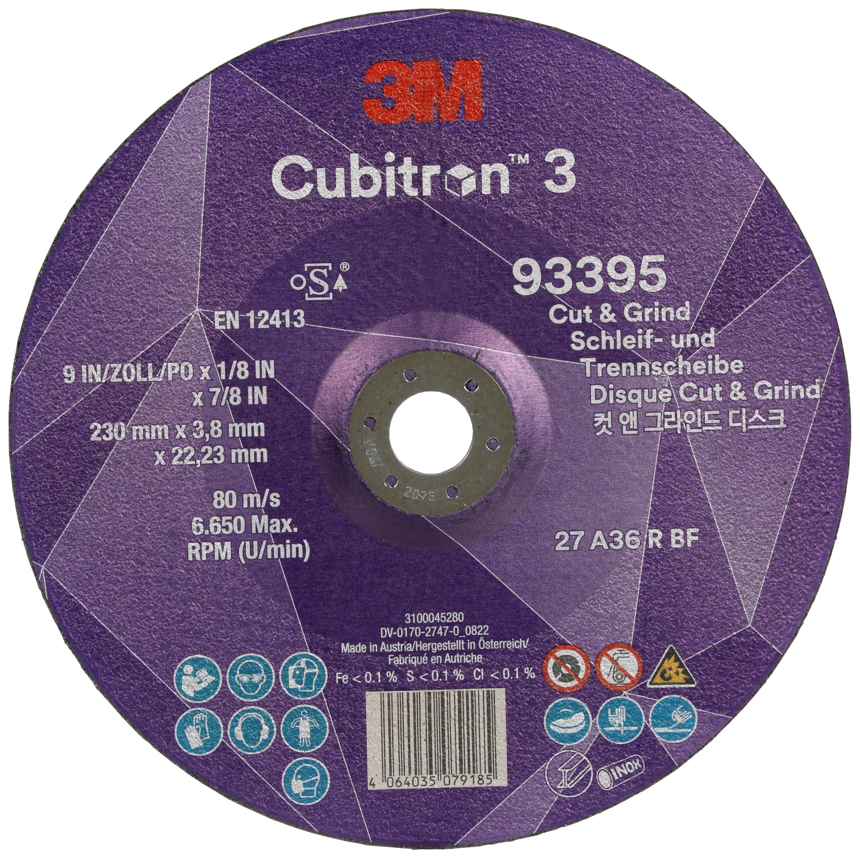 Cubitron 3 kutte-/skrubbskive T27 230×3,8mm