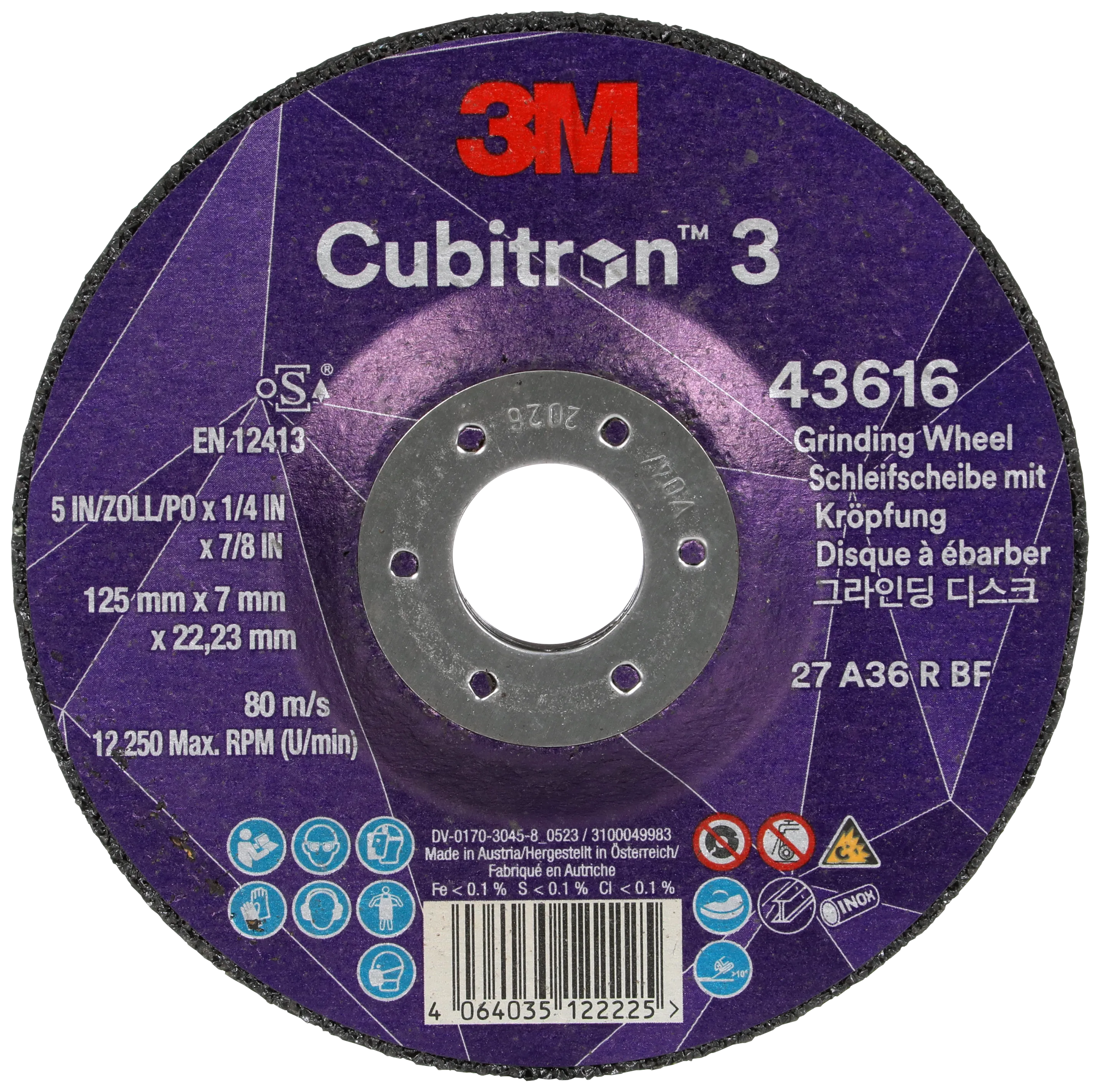Cubitron 3 skriveskive T27 forsat 125×7mm