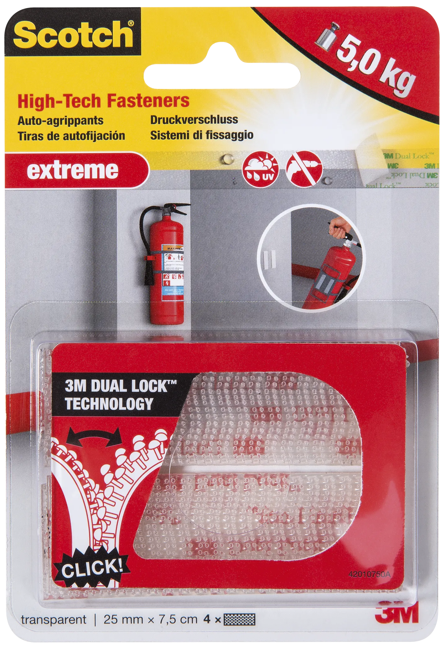 Scotch ekstrem borrelås klar 2×2 strips 25×75mm
