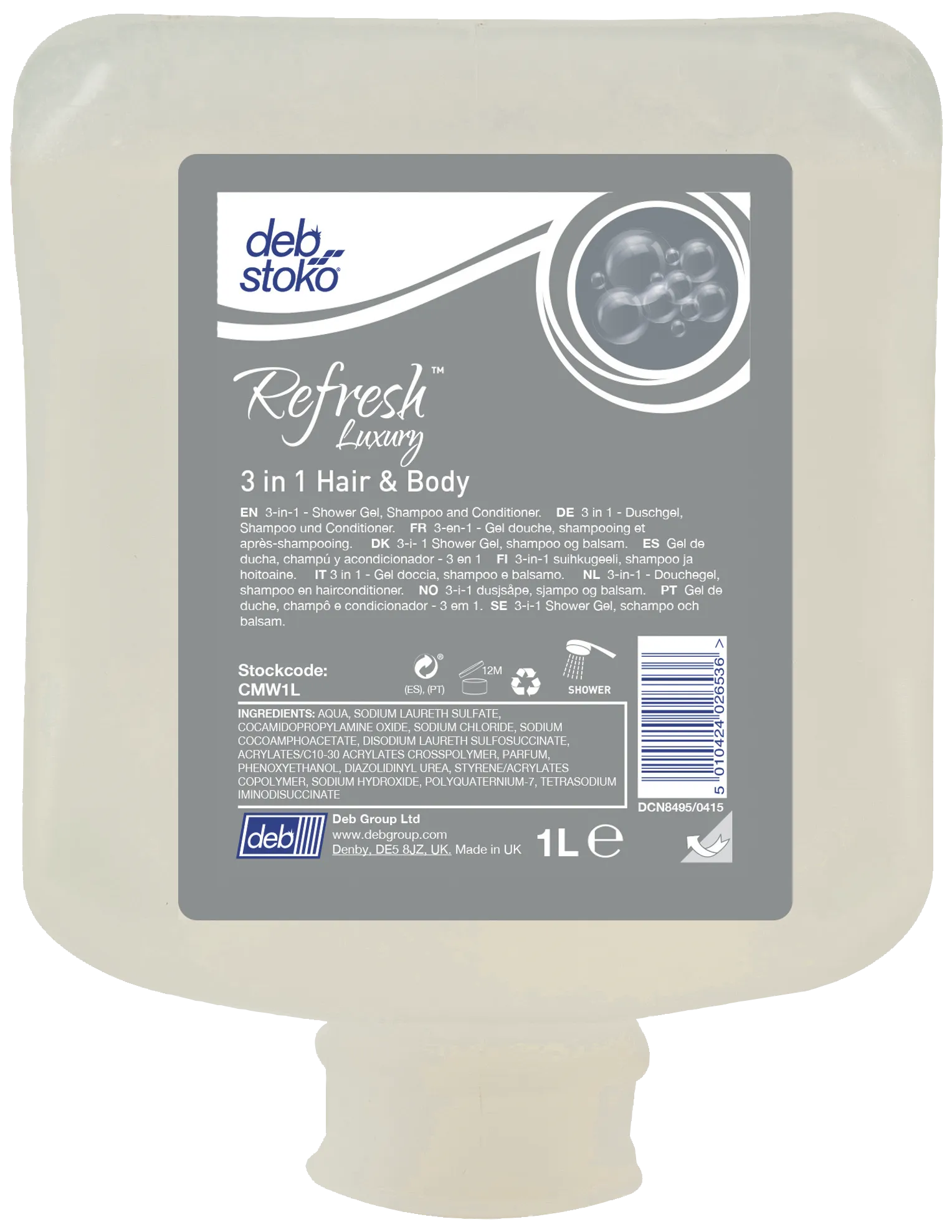 Deb kremsepe Refresh Luxury Hair & Body, 6×1ltr