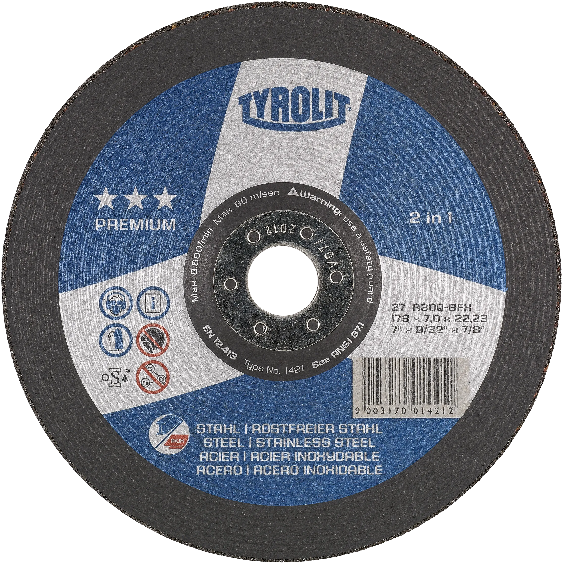 Skrubbskive Premium 27E ø178×7 A30P-BFX
