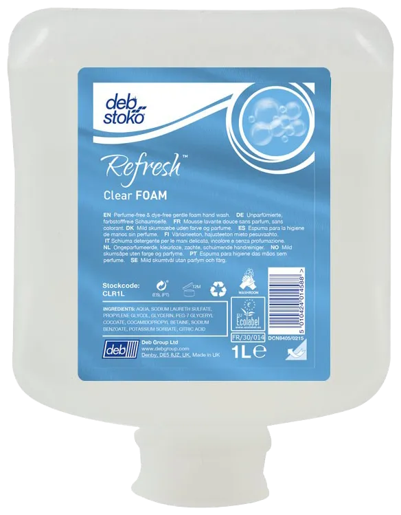 Deb skumsåpe Refresh Clear Foam Pure, 6 × 1 l