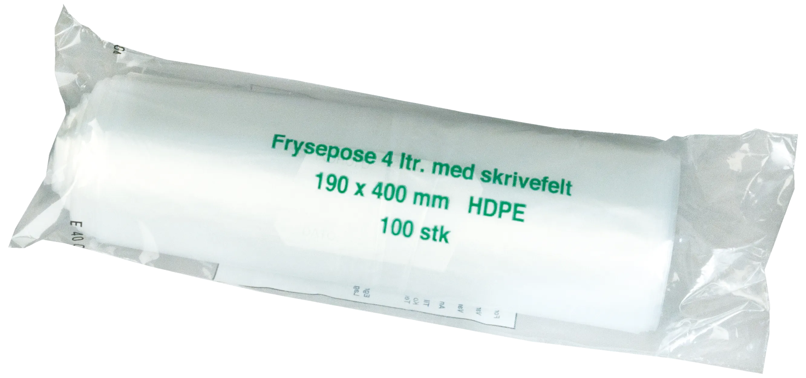Fryseposer m/skrivefelt 4ltr 19×46cm, 25rl×100stk