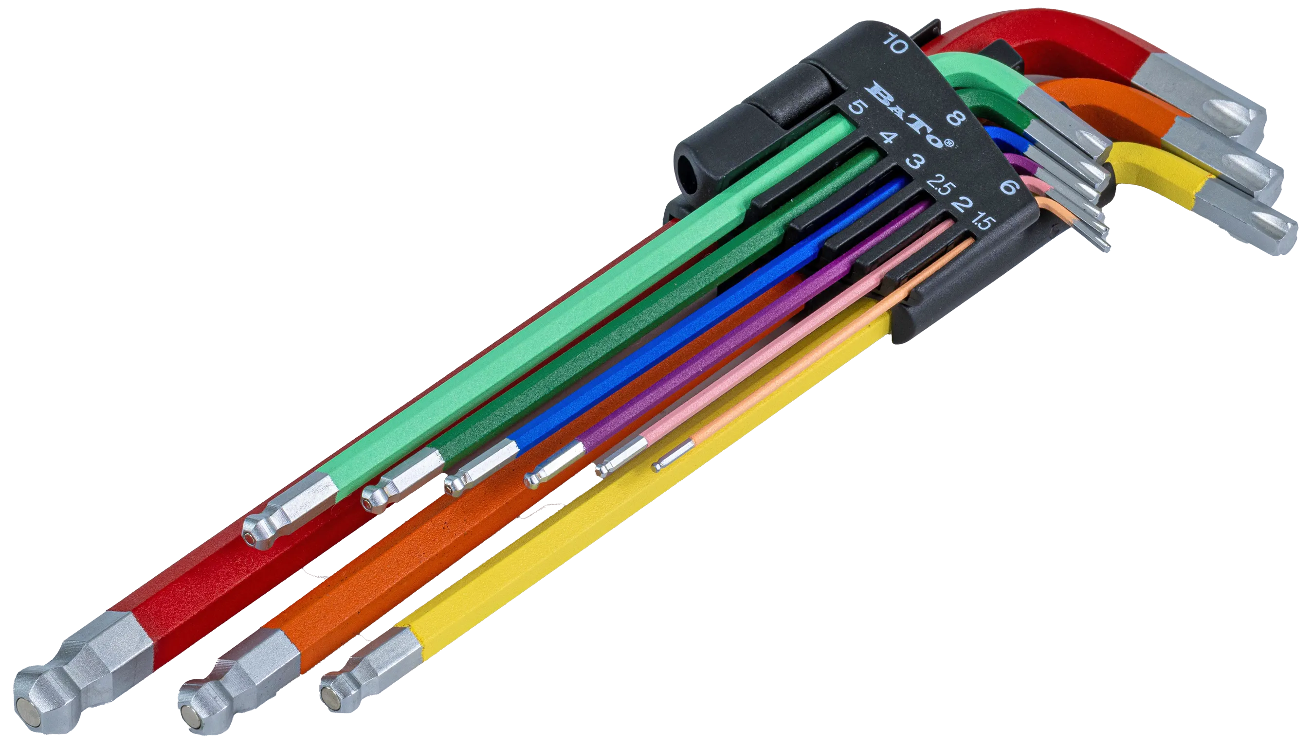 Bato unbrakonøkkelsett fargede m/kule 1,5-10mm, 9 deler
