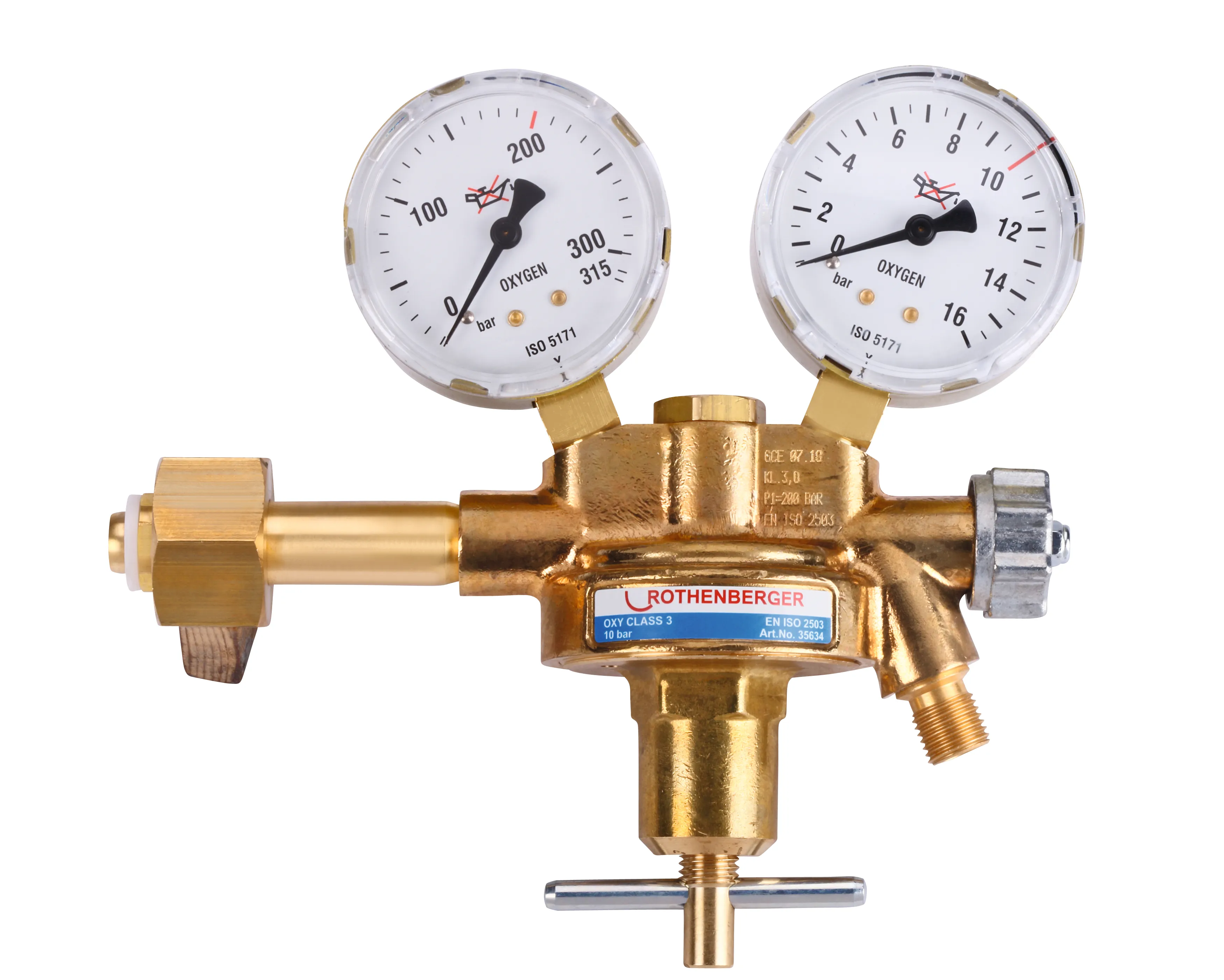 Oksygenregulator 0-10 Bar 3/4 x 1/4, DIN 8546