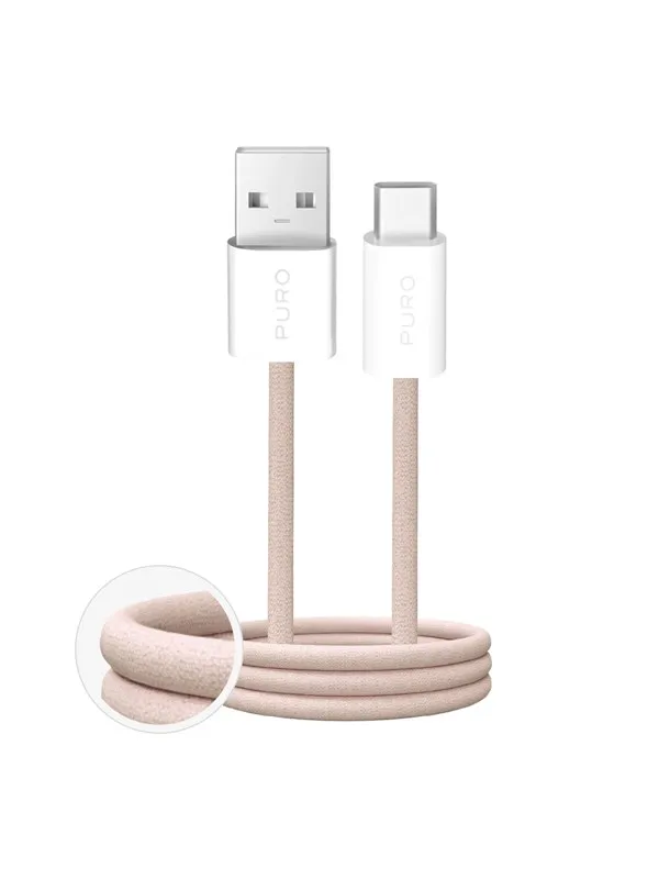 Puro Fabrik 10W braided USB-A - USB-C 1.5m - beige