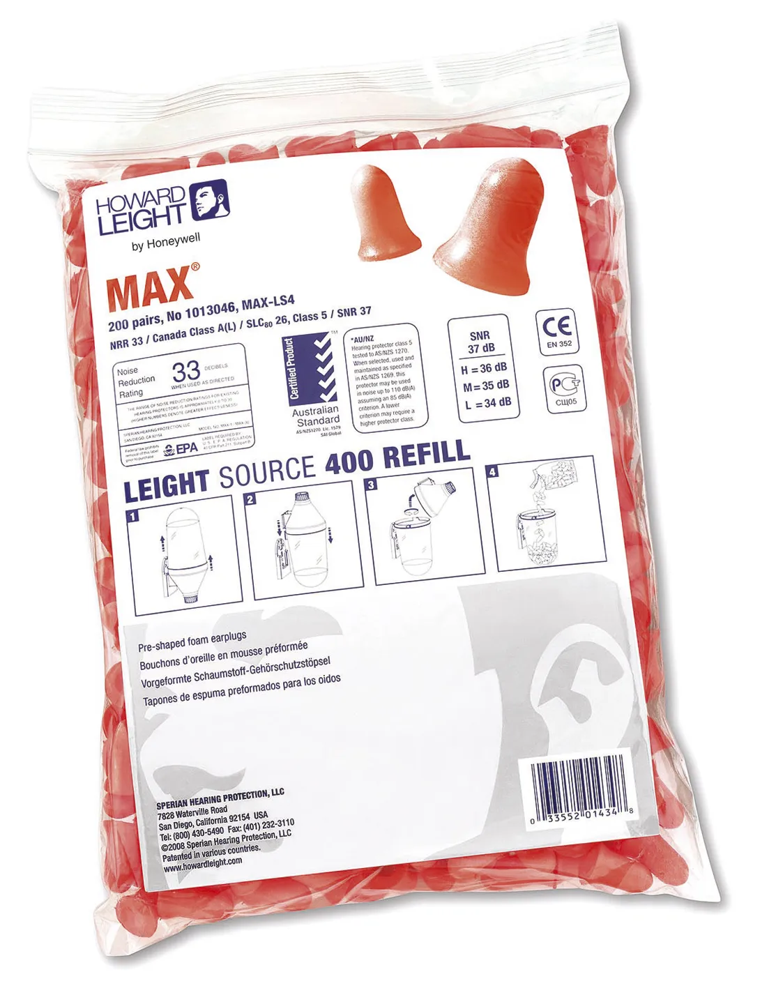 Howard Leight Max, til LS400 proppautomat pose à 200 par