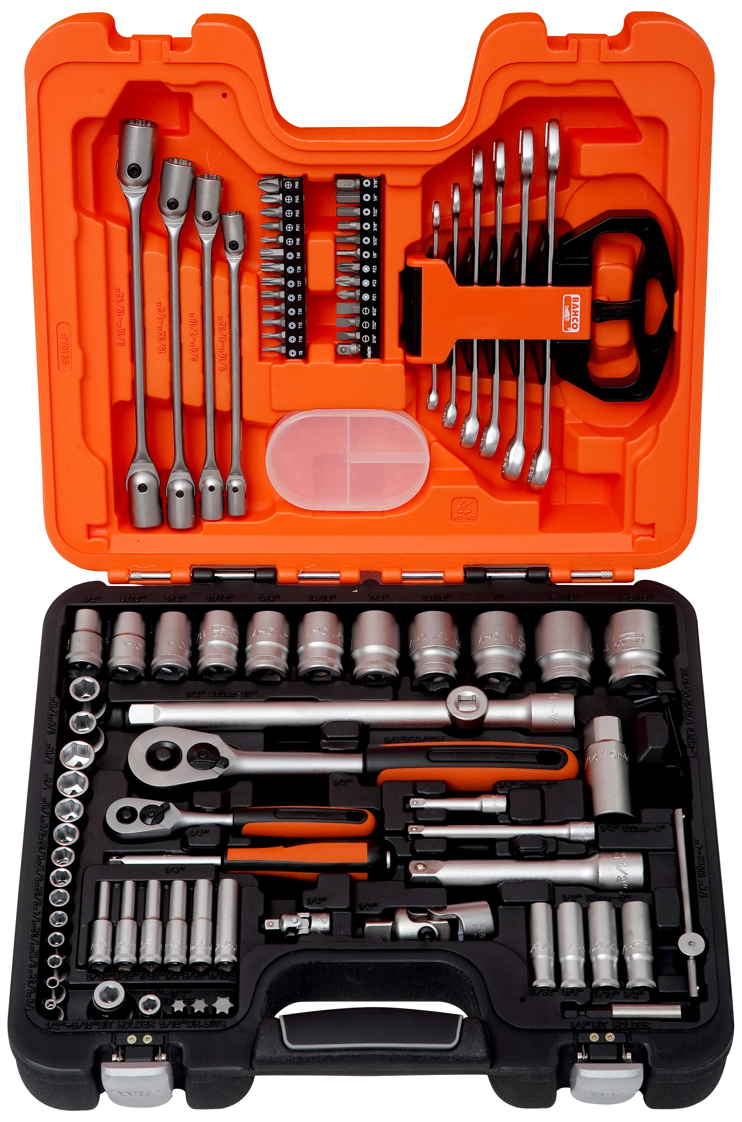 Topnøglesett tommer 1/4"+1/2" firkant S910AF