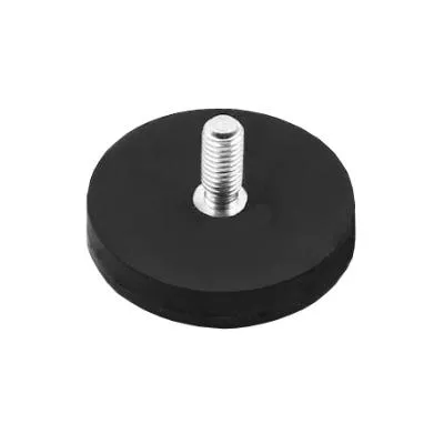 Gummibelagt neodymiummagnet Ø31x6 mm med M6x10 gjengehals og 6,0 kg holdekraft