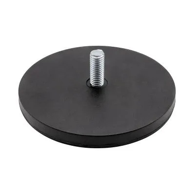 Gummibelagt neodymmagnet Ø43x6 mm med M6x15 gjengehals og 8,5 kg holdekraft