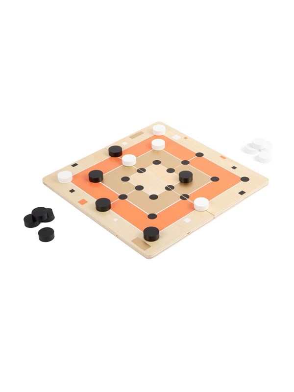 Small Foot - Wooden Solitaire and Mill Game Gold Edition