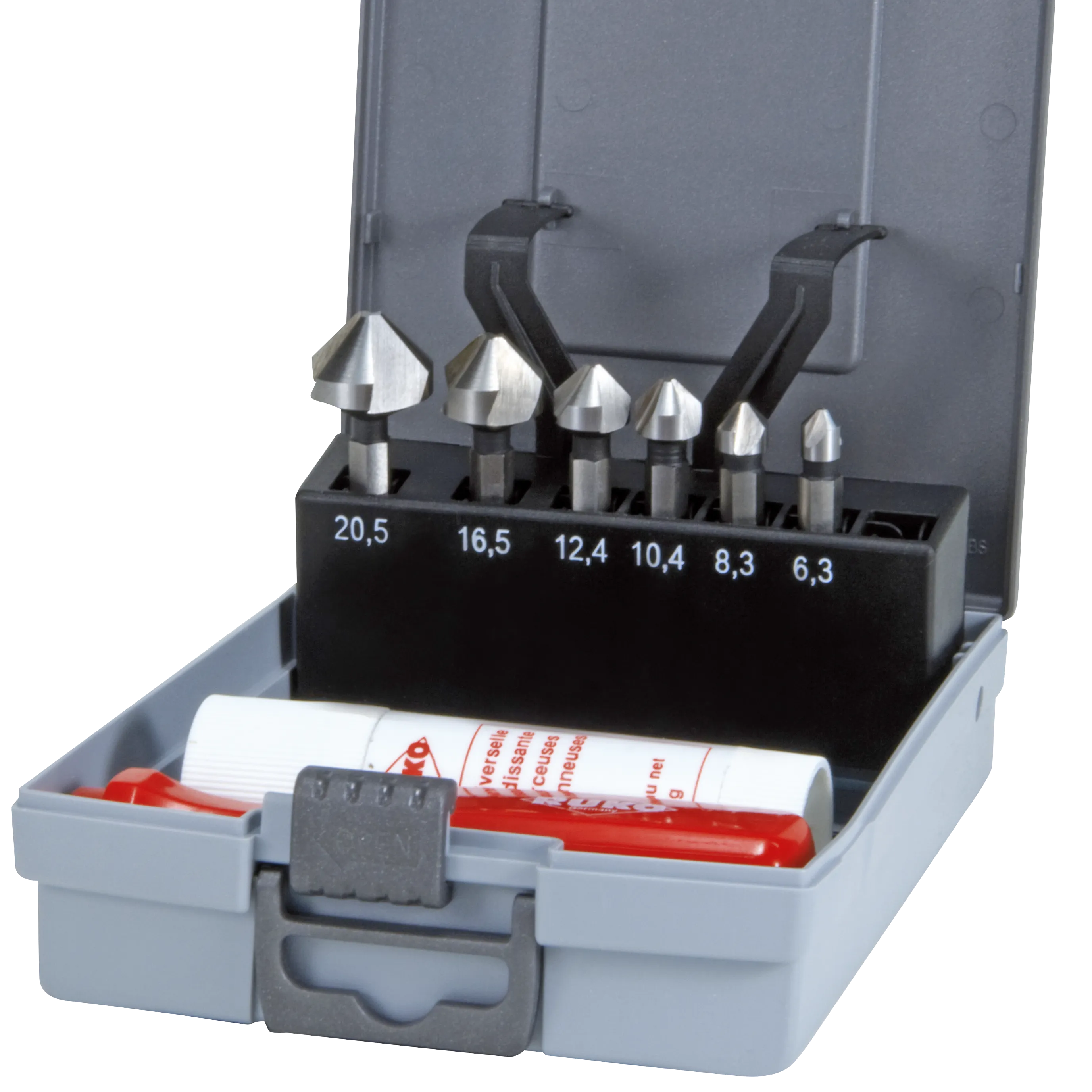 Senker-borsett HSS lang 6,3-20,5mm, plastkoffert