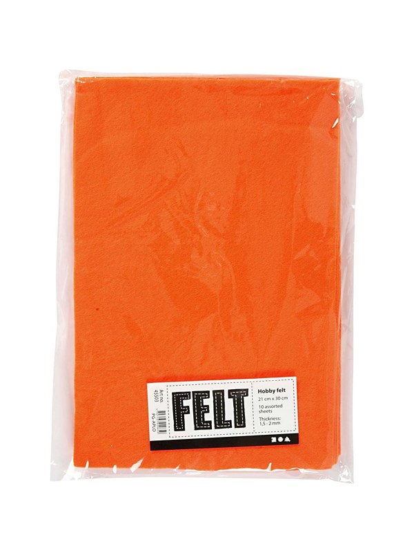 Creativ Company Hobby Felt Orange A4 10 Sheets