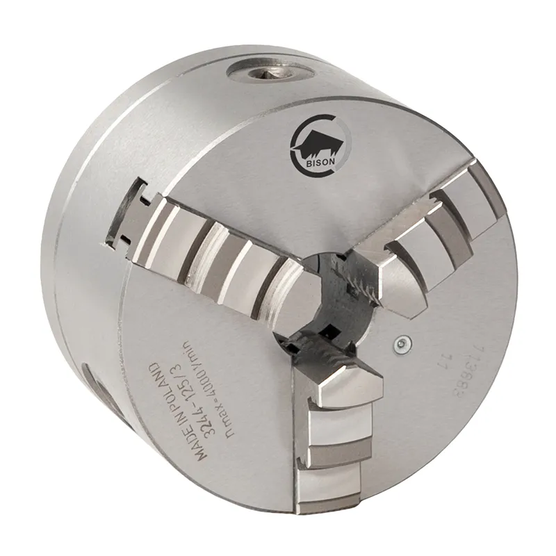 BISON 3-bakket senterpatron Ø250 mm-støpejern-kegle 8-DIN 55029-Camlock D1-montering-3244-250-8