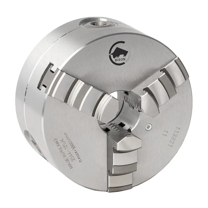 BISON 3-Bakket Senterpatron Ø315 mm-Stål-Kjegle 8-DIN 55029-Camlock D1 Montering-3544-315-8