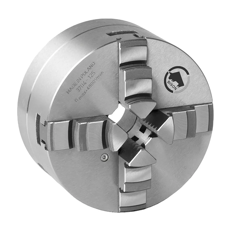 BISON 4-Backet Senterpatron Ø125 mm - Stål - DIN 6350 - Montering på baksiden (sylindrisk holder) - 3704-125