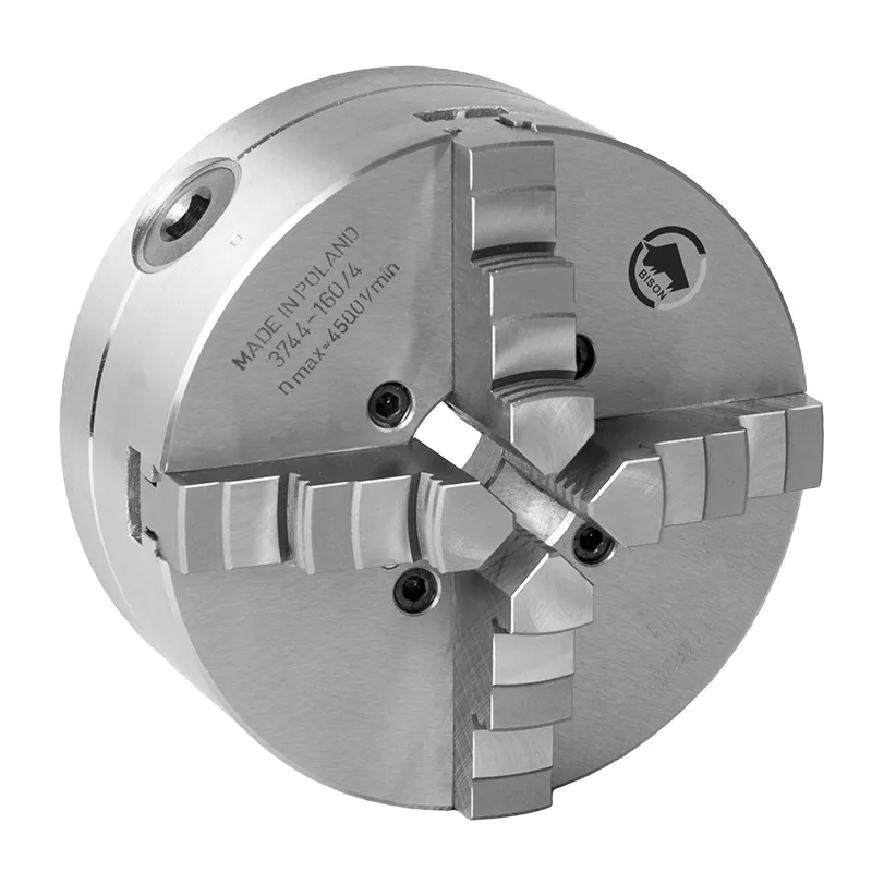 BISON 4-Bakket Senterpatron Ø250 mm - Stål - Konus 6 - DIN 55029 - Camlock D1 Montering - 3744-250-6