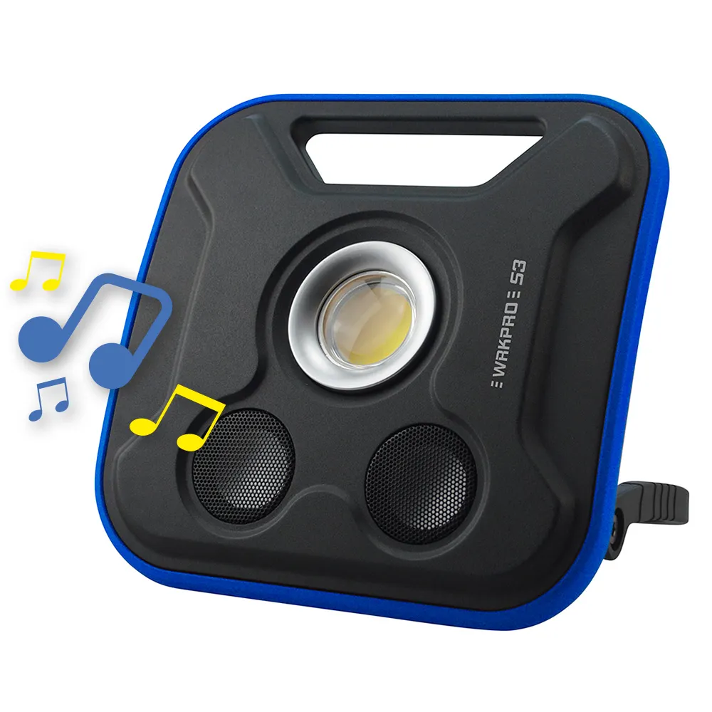 WRKPRO arbeidslampe "S3" 20W COB med oppladbart batteri og 5W Bluetooth-høyttaler