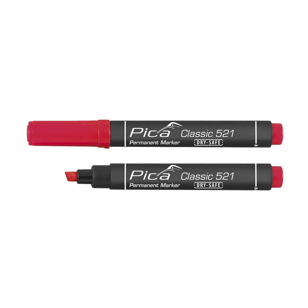 PICA Classic Permanent marker DRY-SAFE 2-6mm skrå/flad spids rød