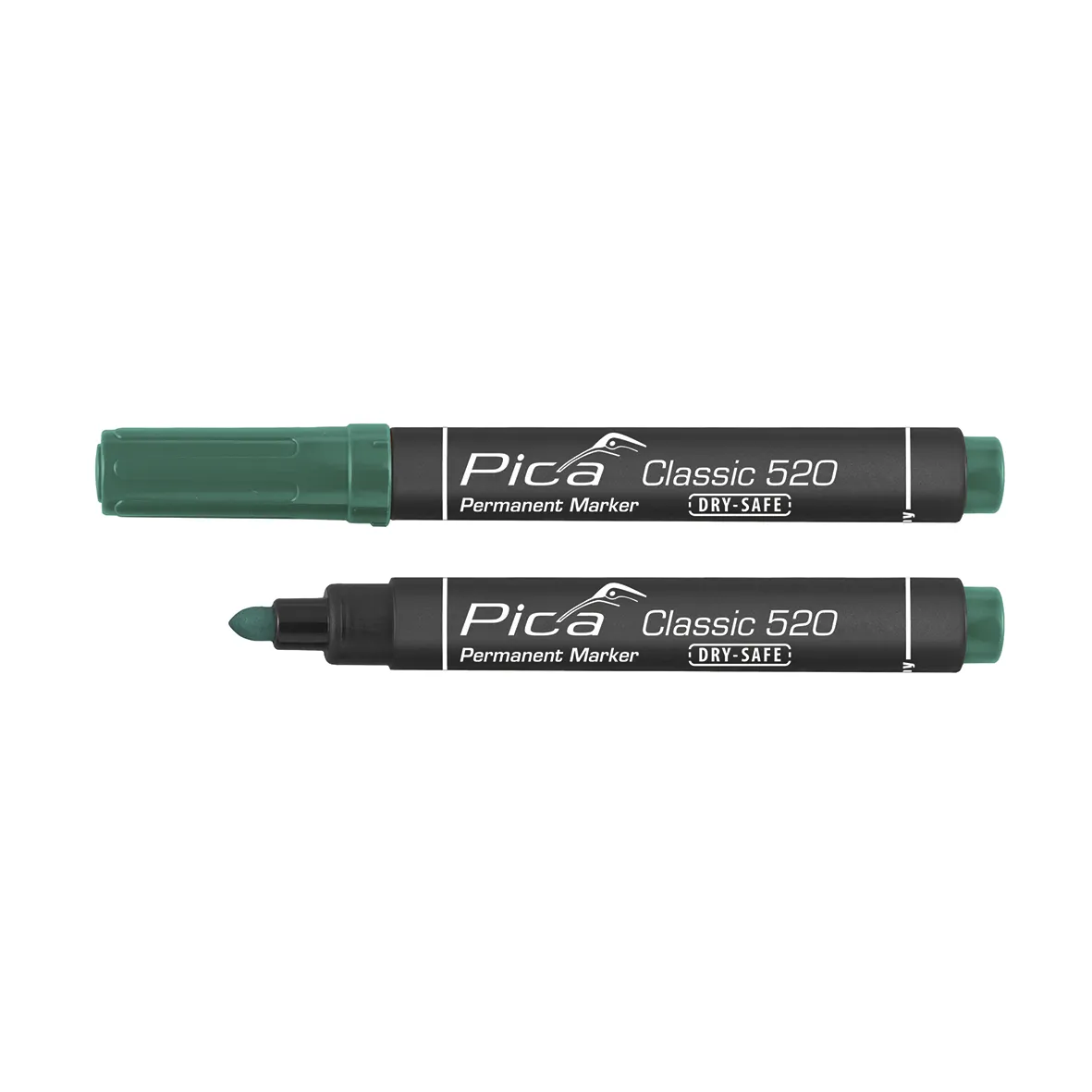 PICA Classic Permanent marker DRY-SAFE 1-4mm rund spids grøn