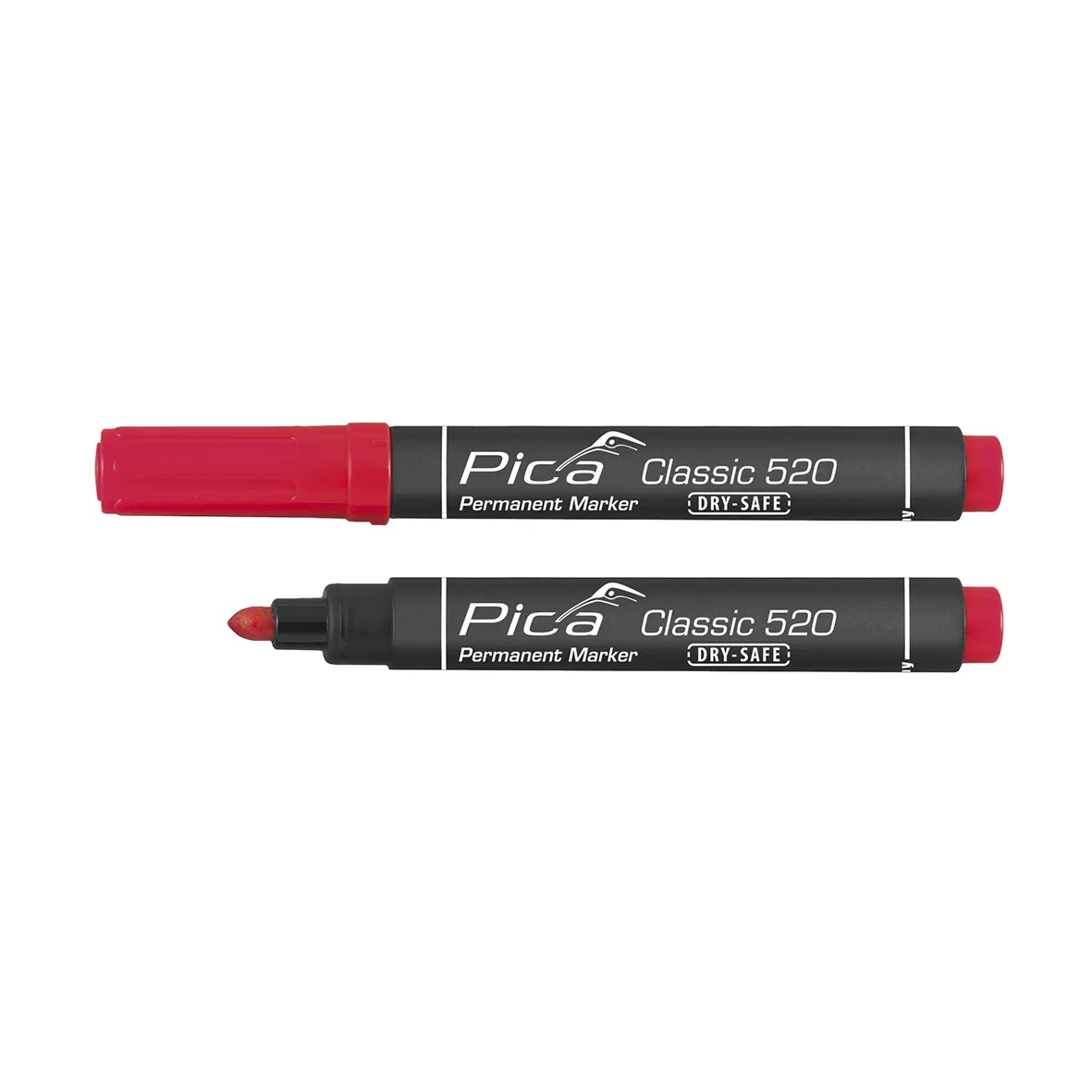 PICA Classic Permanent marker DRY-SAFE 1-4mm rund spids rød
