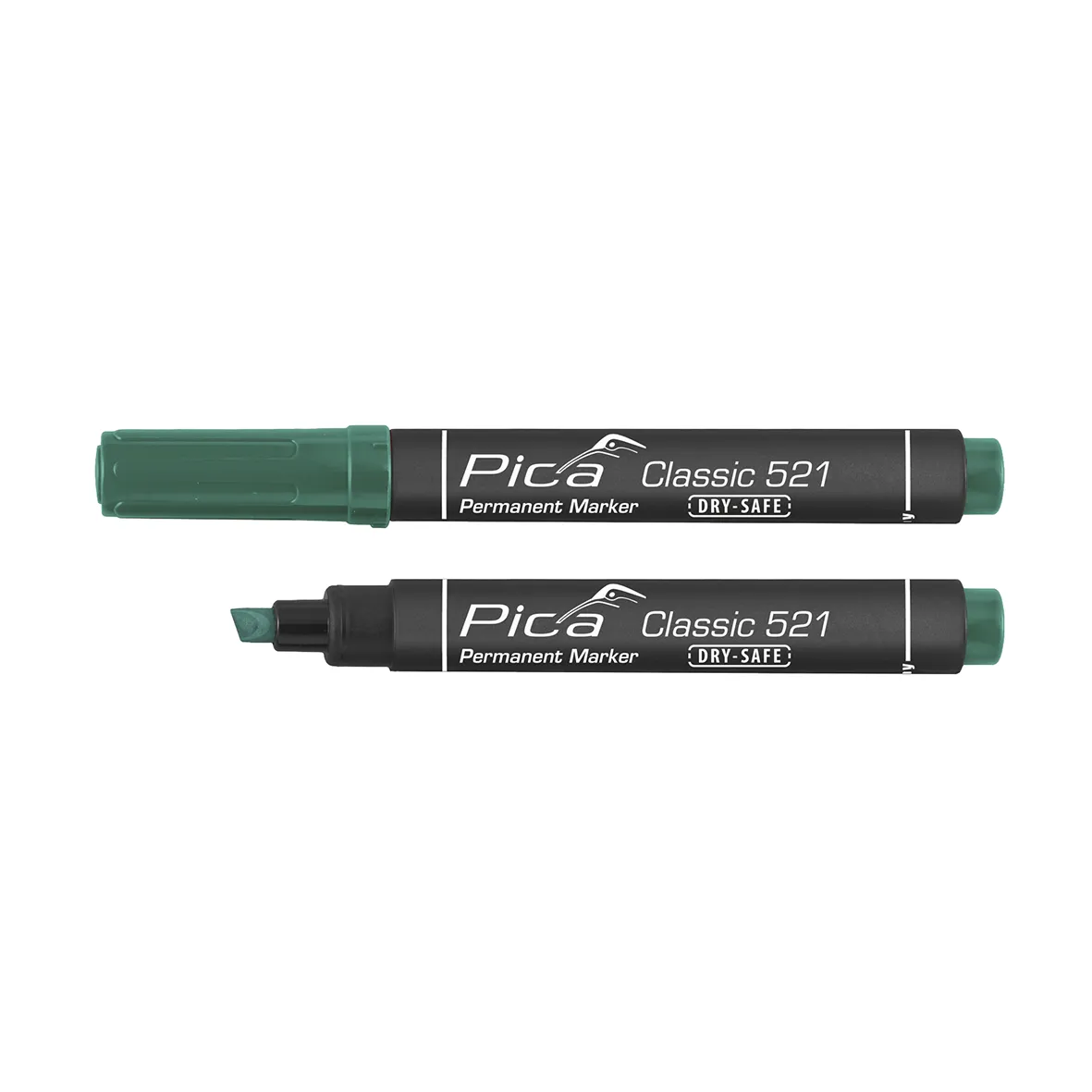 PICA Classic Permanent marker DRY-SAFE 2-6mm skrå/flad spids grøn