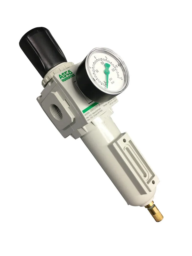 Luftregulator R03‑2801 med manometer og automatisk vannutskiller