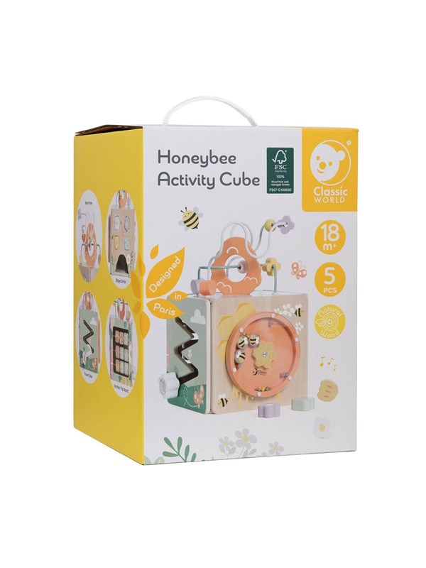 Classic World Wooden Activity Cube Honeybee 5pcs.