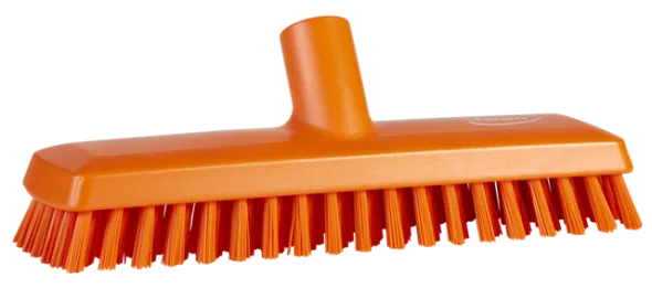 Vikan Gulvskrubbe m/vandgennemløb, 270 mm, Meget stiv, Orange