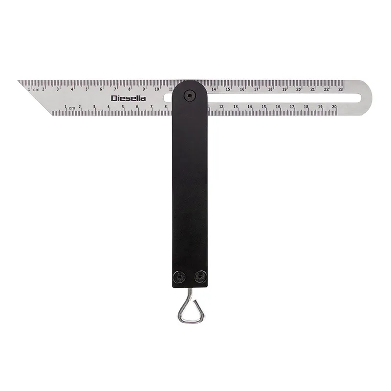 Smigvinkel 250 mm med låseskrue i bund rustfri klinge m/mm skala på 2 sider.