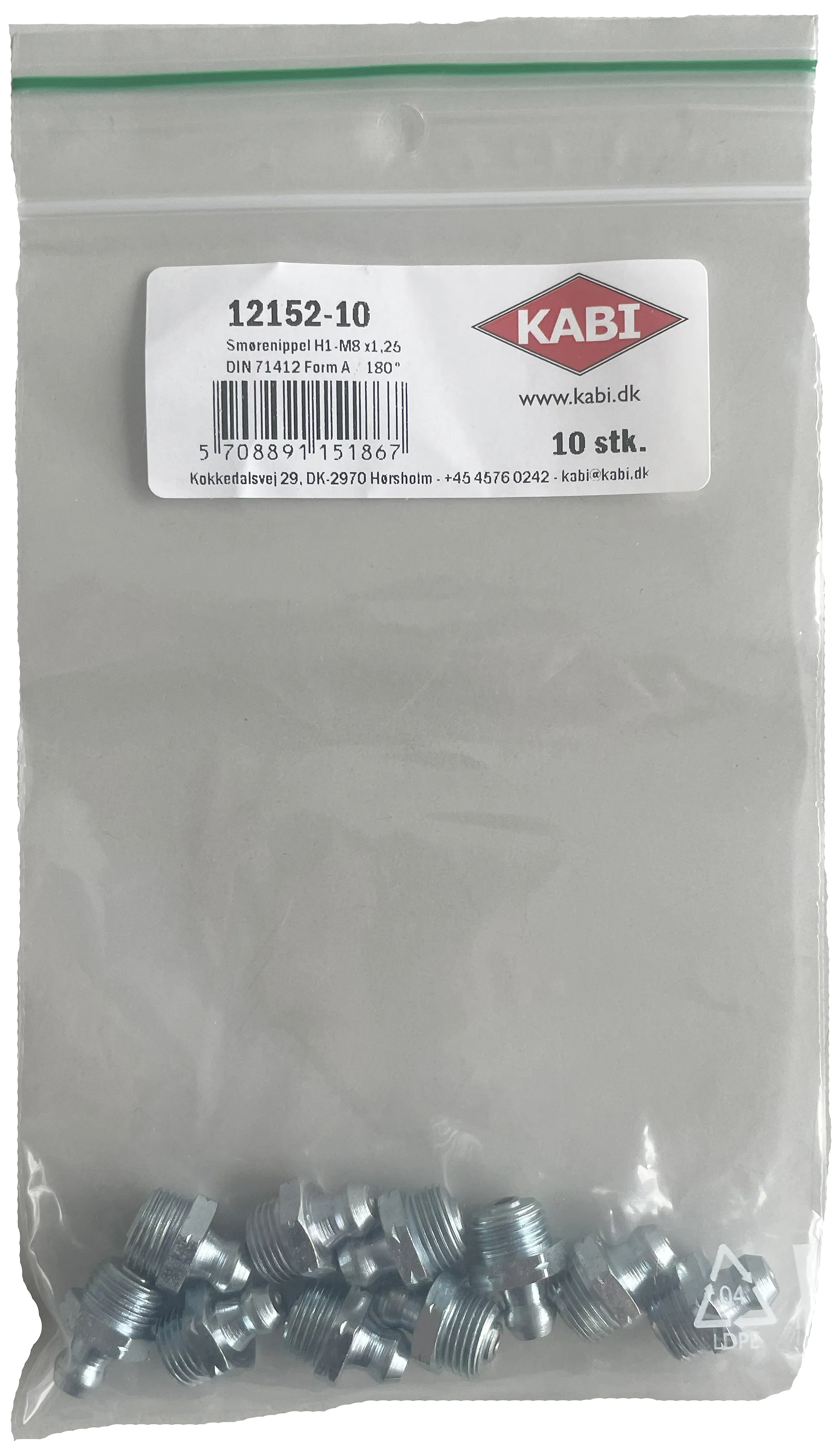 Smørenippel H1 lige elforz. 1/8" RG, 10stk
