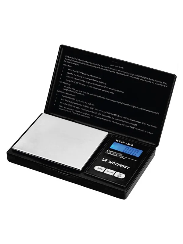 Wozinsky Kjøkkenvekt WDW-1000 Jewelry Scale 200g 0.01g Precision Illuminated - Black