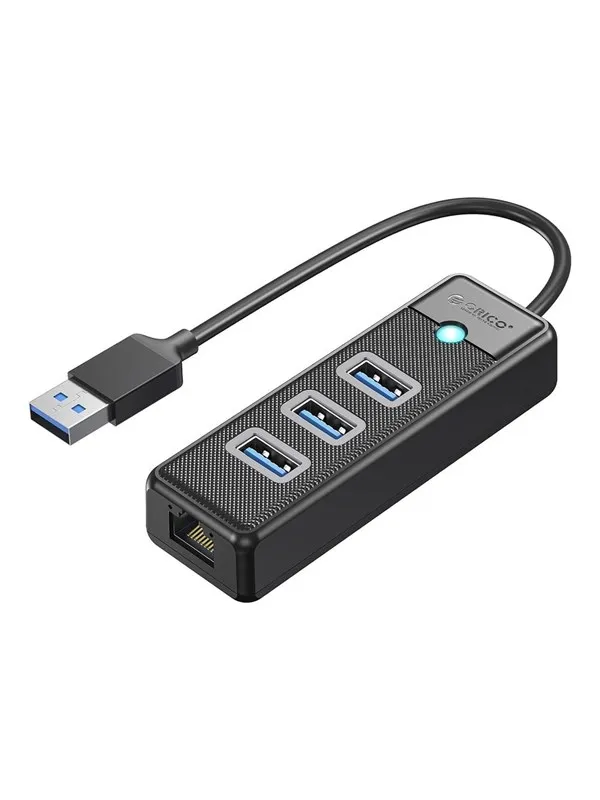 ORICO PW3UR25-U3 USB Hub 4-Port 3x USB-A 3.0 1x RJ45 2.5G Ethernet 1.8m - Black USB-hub - USB 3.0 - 4 porter - Svart