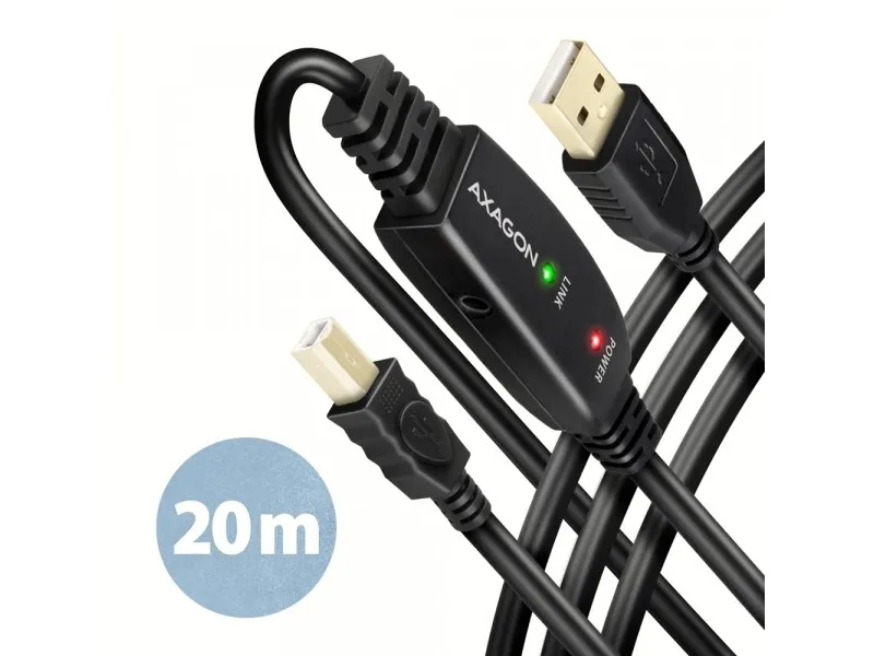 AXAGON ADR-220B USB 2.0 A-M -> B-M aktiv tilkoblings-/repeaterkabel 20m - Kabel - Digital/Data USB-kabel