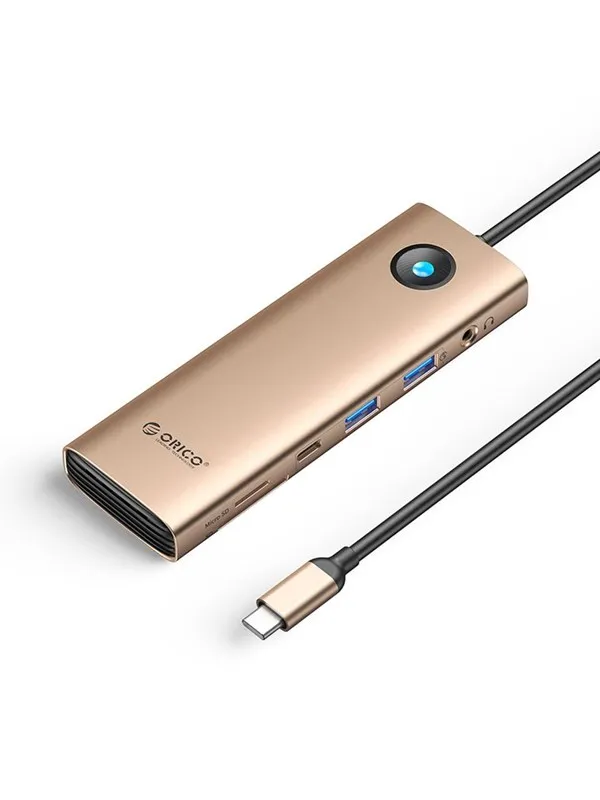 ORICO PW11 9in1 USB-C Docking Station 2x USB-A 3.0 1x USB-C 3.0 1x USB-C PD 100 1x HDMI 4K 60Hz 1x microSD/SD 1x RJ45 2.5G Ethernet 1x Audio 3.5mm - Rose Gold USB-hub - USB 3.0 - 9 porter