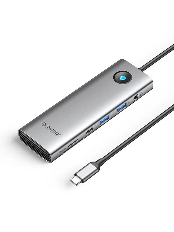 ORICO PW11 9in1 USB-C Docking Station 2x USB-A 3.0 1x USB-C 3.0 1x USB-C PD 100 1x HDMI 4K 60Hz 1x microSD/SD 1x RJ45 2.5G Ethernet 1x Audio 3.5 mm - Gray USB-hub - USB 3.0 - 9 porter - Grå