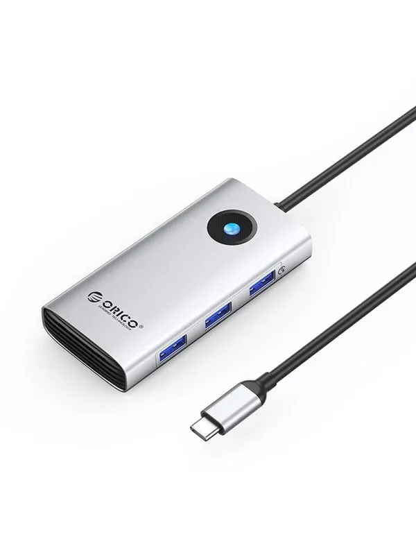 ORICO PW11 6in1 USB-C Docking Station 3x USB-A 3.0 1x USB-C 3.0 1x USB-C PD 100 W 1x HDMI 4K 30Hz - Silver USB-hub - USB 3.0 - 6 porter - Sølv