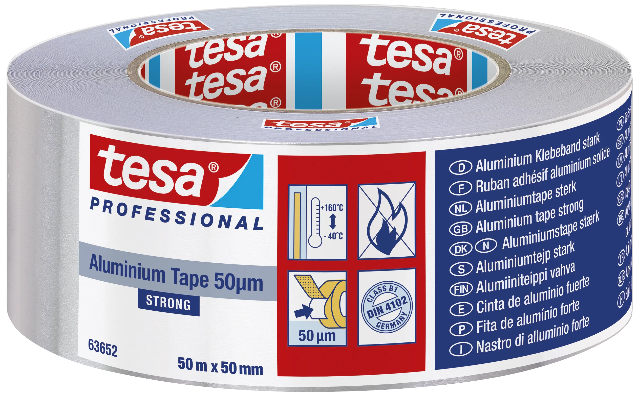 Tesa 63652 aluminiumtape stærk 50µ 50mm×50m