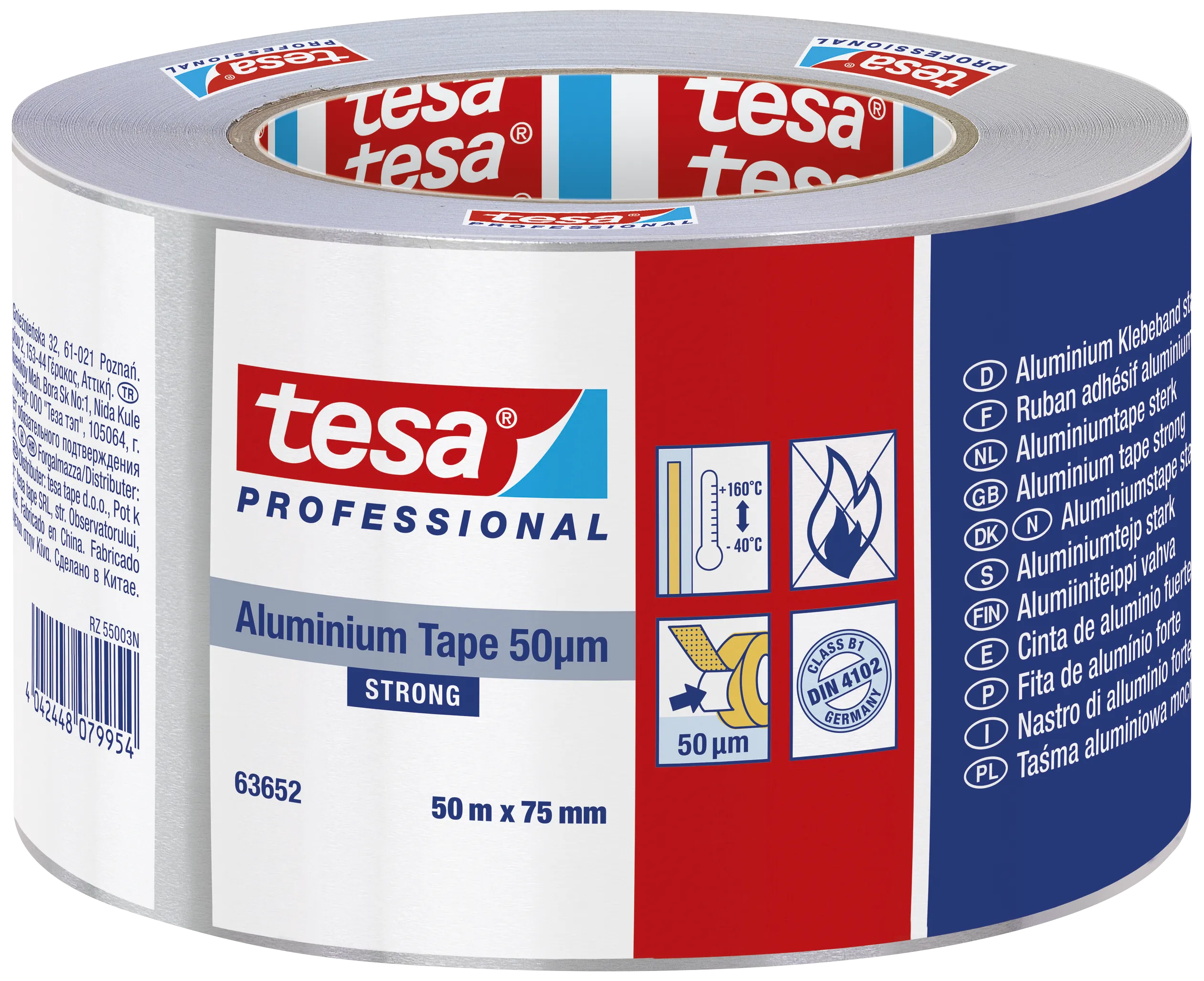 Tesa 63652 aluminiumtape stærk 50µ 75mm×50m