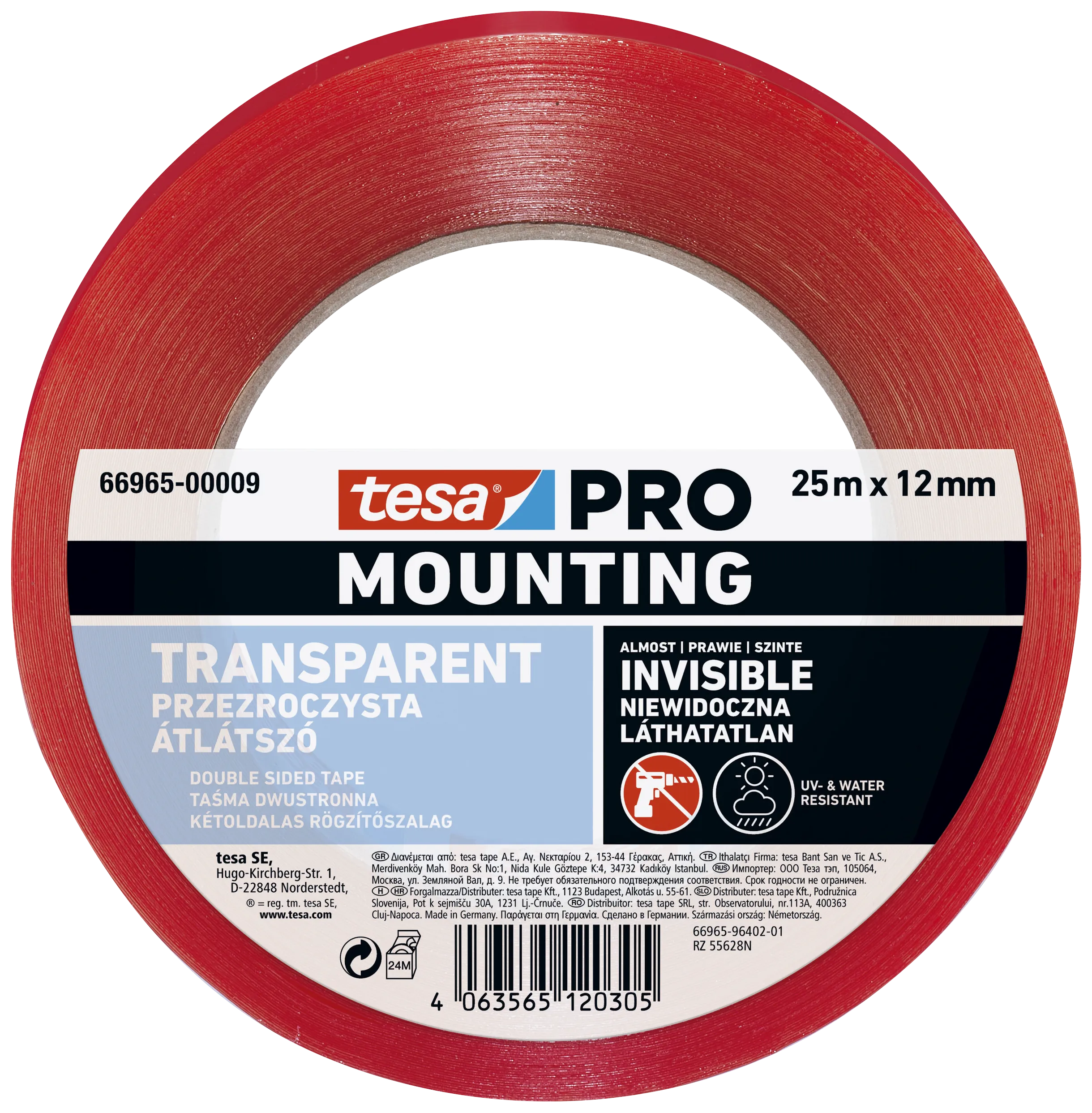 Tesa 66965 Pro Transparent montagetape 12mm×25m