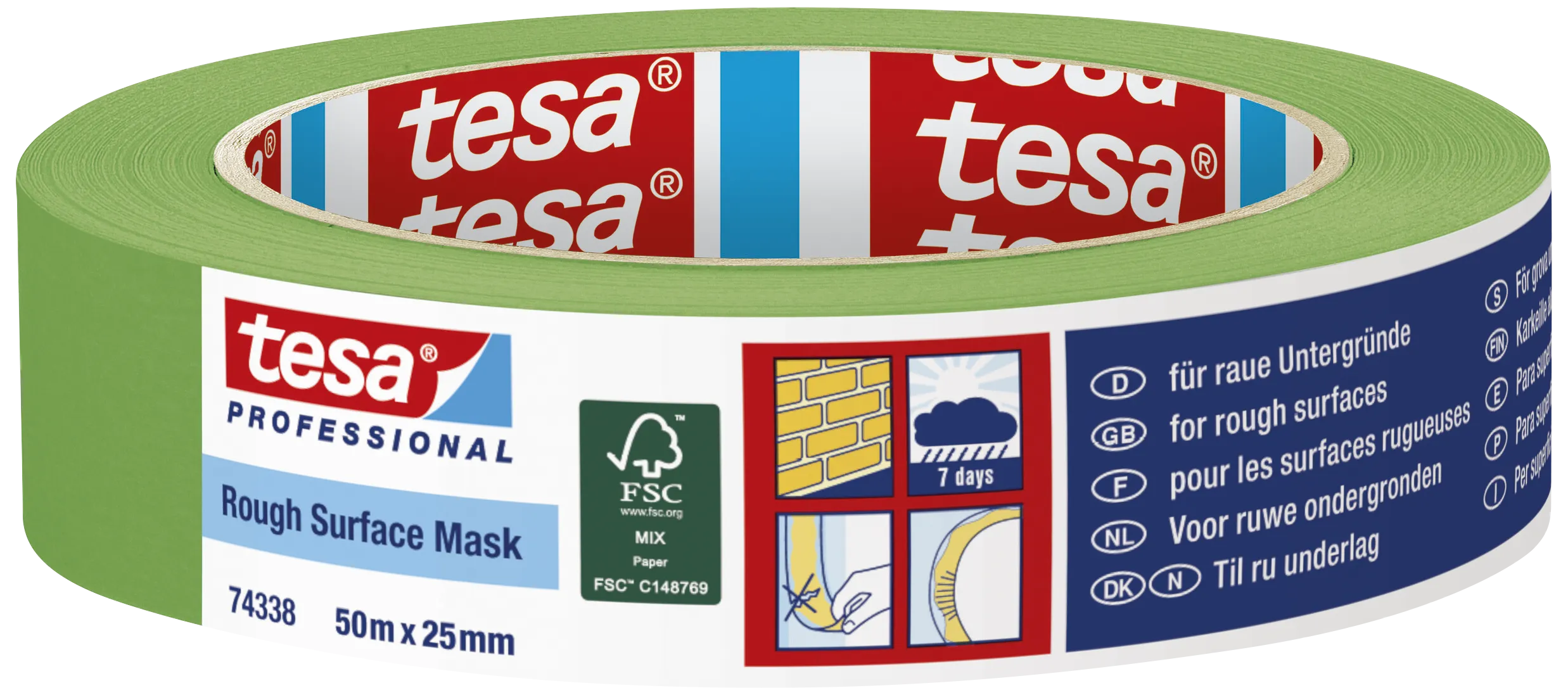 Tesa 74338 malertape t/ru flader udendørs 25mm×50m