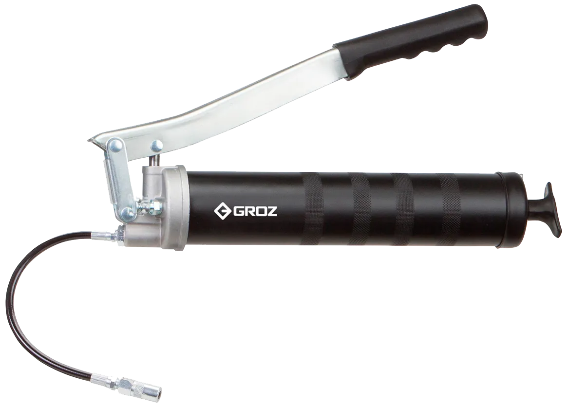 Groz fedtpresse heavy-duty, 2-hånds m/slange