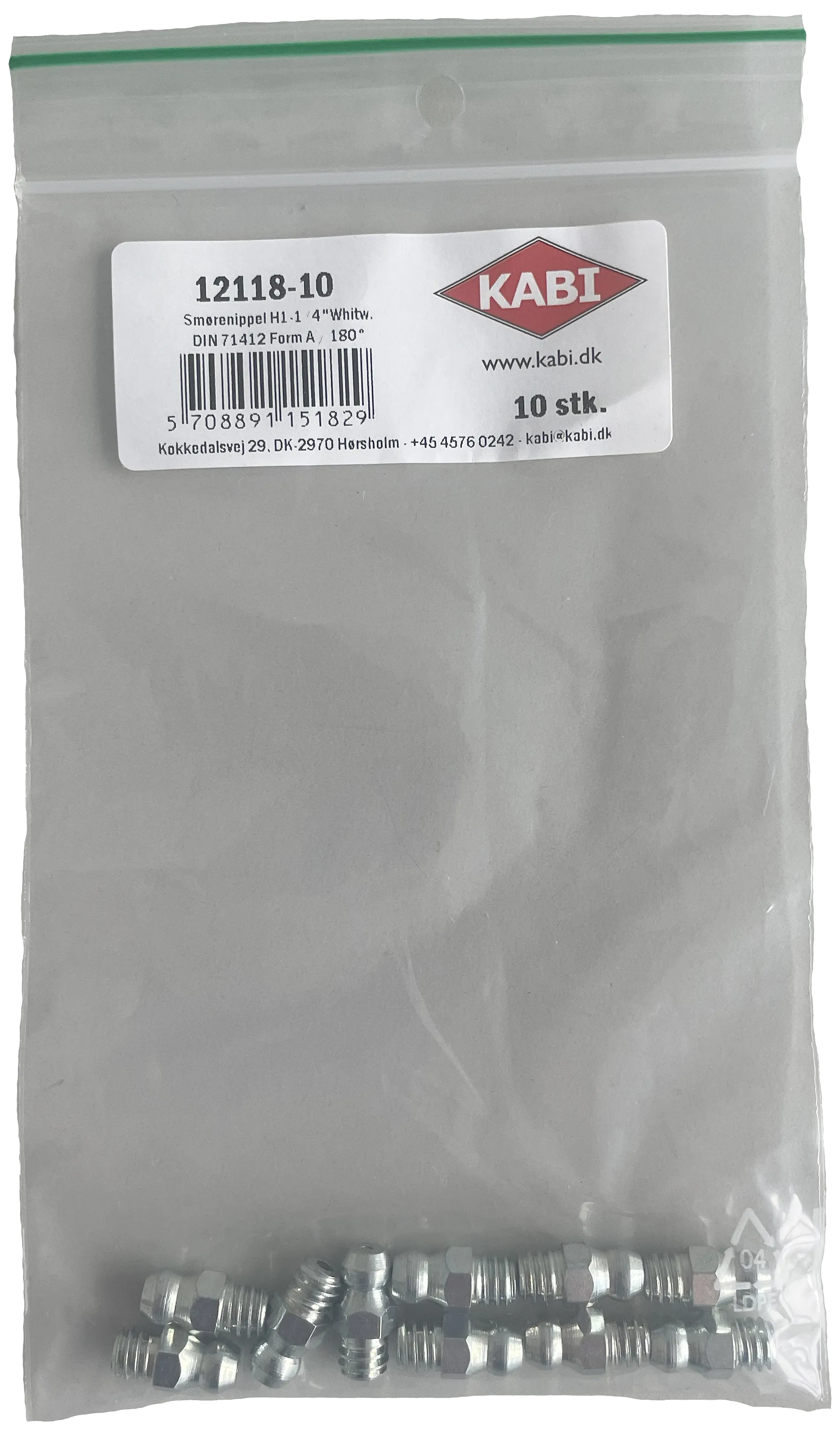 Smørenippel H1 lige elforz. 1/4" WW, 10stk