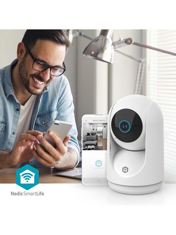 Nedis SmartLife Indoor Camera Wi-Fi 3MP Full HD 1296p Pan tilt Cloud Storage (option) / microSD (not included) / Onvif With motion sensor Night vision White