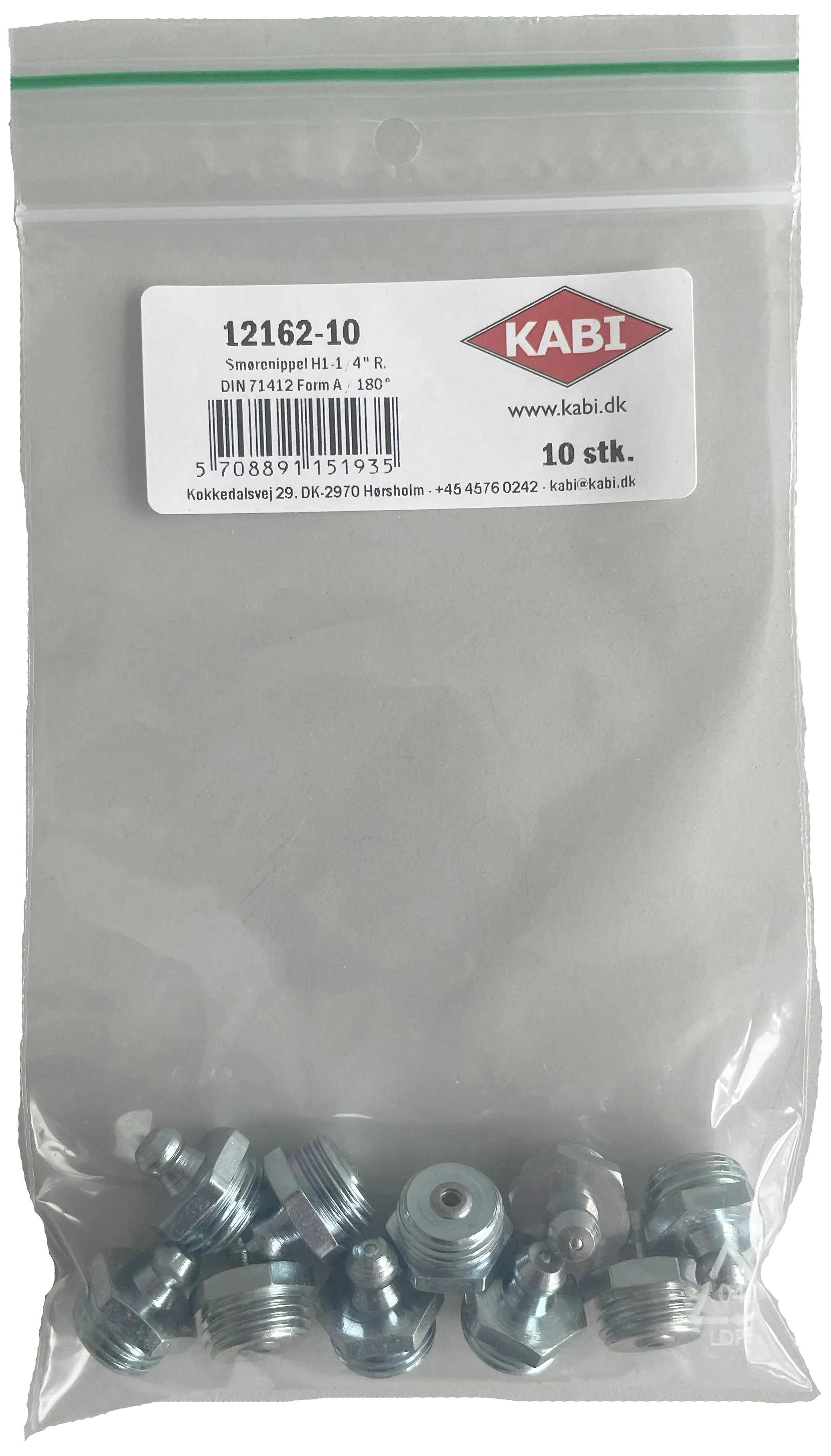 Smørenippel H1 lige elforz. 1/4" RG, 10stk